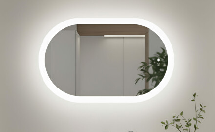 Apgaismots vannas istabas spogulis, divkrāsu, skārienjūtīgs slēdzis, apsildes paklājiņš
