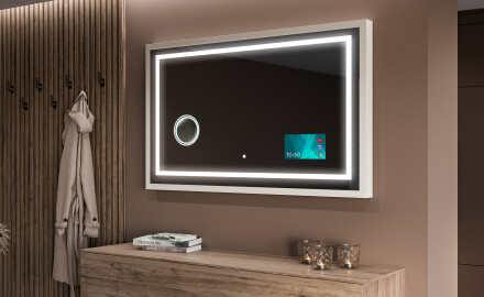 Prostokątne Lustro Łazienkowe Z Ramą LED Loft FrameLine L15