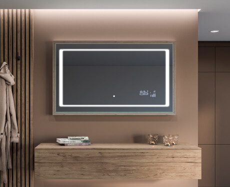Prostokątne Lustro Łazienkowe LED w Drewnianej Ramie Loft FrameLine L61 #6