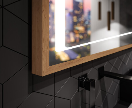 Prostokątne Lustro Łazienkowe LED w Drewnianej Ramie Loft FrameLine L61 #2