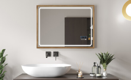 Prostokątne Lustro Łazienkowe Z Ramą LED Loft FrameLine L137
