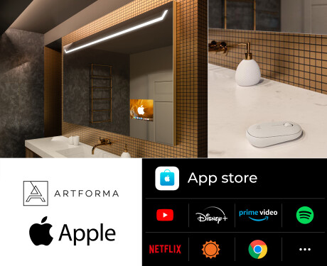 Inteligentne Lustro Łazienkowe Podświetlane Prostokątne LED Smart L128 Apple #2