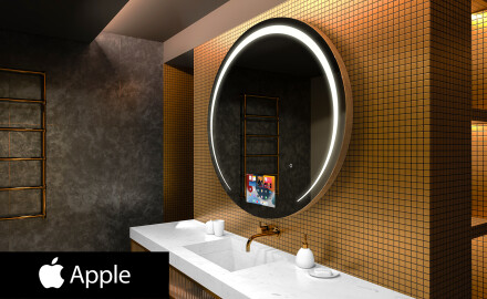 Apaļš burvju spogulis ar LED apgaismojumu L153 Apple