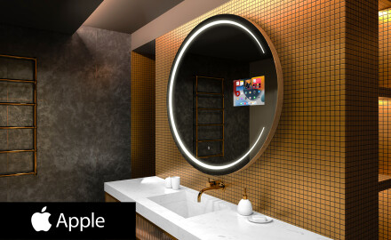 SMART apaļais vannas istabas spogulis LED L156 Apple