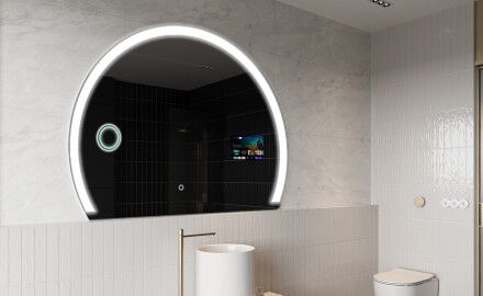 Półokrągłe Lustro Łazienkowe LED SMART W222 Google
