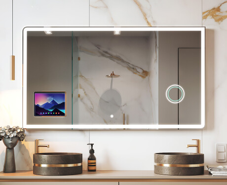 Noapaļots Moderns LED Spogulis ar iPad Displine L146 rāmi