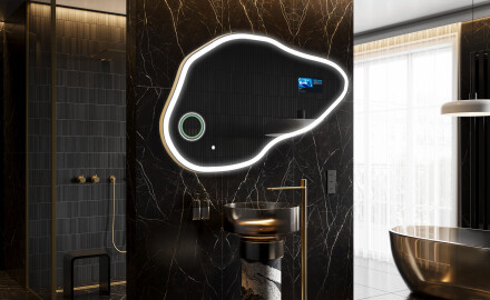 Nieregularne Lustro Łazienkowe LED SMART P222 Google