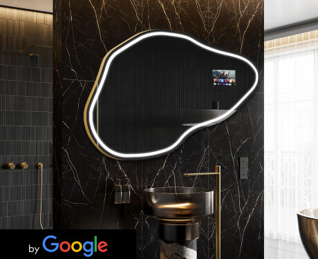 Nieregularne Lustro Łazienkowe LED SMART P223 Google