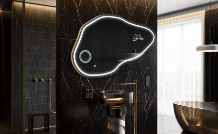 Nieregularne Lustro Łazienkowe LED SMART P223 Google