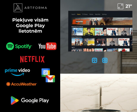 Gudrais Noapaļotais LED Vannas Spogulis SmartScreen 21,5” #3