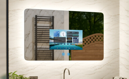 Gudrais Noapaļotais LED Vannas Spogulis SmartScreen 21,5”