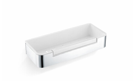 Groziņš 29x12x5,5 ar savilcēju / pulēta tērauda / balts plastmasas ieliktnis