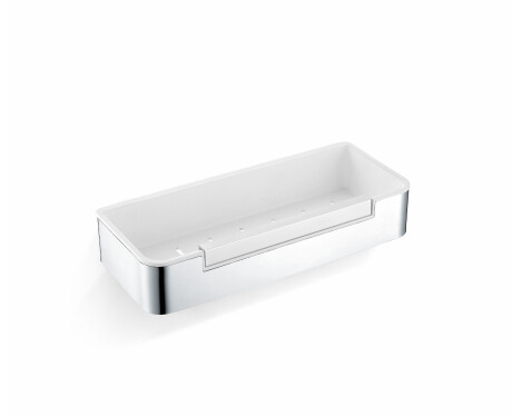 Groziņš 29x12x5,5 ar savilcēju / pulēta tērauda / balts plastmasas ieliktnis