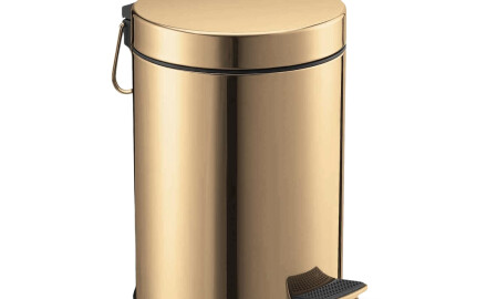STANDARD apaļais pedāļu atkritumu grozs, 5 l, soft close / zelta spīdums