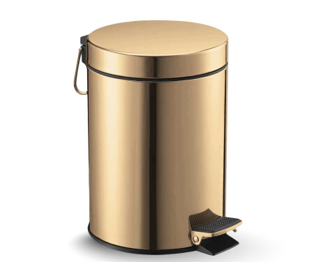 STANDARD apaļais pedāļu atkritumu grozs, 5 l, soft close / zelta spīdums