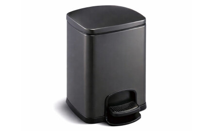 PREMIUM taisnstūra formas atkritumu grozs ar pedāļu, 5 L, soft close / matēti melns