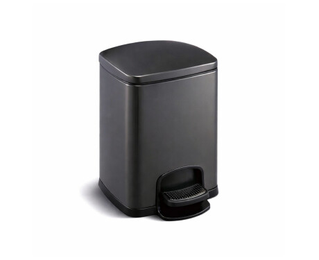 PREMIUM taisnstūra formas atkritumu grozs ar pedāļu, 5 L, soft close / matēti melns