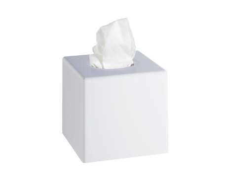 Higiēnisko salvetiņu turētājs – kubveida / balts, spīdīgs ABS