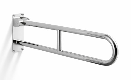 Atbalsta margas cilvēkiem ar invaliditāti, Ø32, izliektas, nolaižamas, STANDARD – 80 cm / pulēta nerūsējošā tērauda