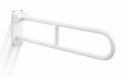 Atbalsta margas cilvēkiem ar invaliditāti, Ø32, izliektas, nolaižamas, STANDARD – 80 cm / nerūsējošais tērauds, matēti balts