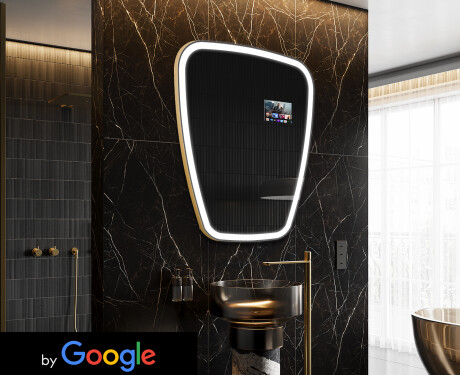 Nieregularne Lustro Łazienkowe LED SMART Z222 Google