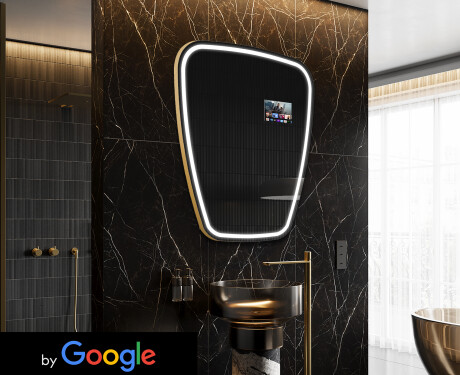 Nieregularne Lustro Łazienkowe LED SMART Z223 Google