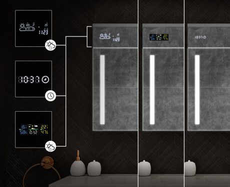 Piekarināms vannasistabas skapītis ar LED spoguli L02 Emily 100 x 72 cm senā ozola krāsā #4