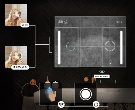 Piekarināms vannasistabas skapītis ar LED spoguli L02 Emily 100 x 72 cm Oslo ozola krāsā #5