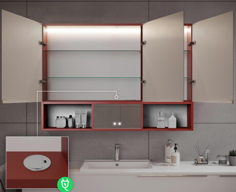 LED vannas istabas skapītis Emma - trīsdurvju 100 x 72cm #10