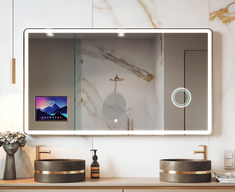 Noapaļots Moderns LED Spogulis ar iPad Displine L141 rāmi