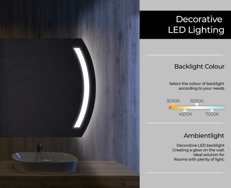 Dizainera LED vannas istabas spogulis ar aizmugurējo apgaismojumu L67 #3