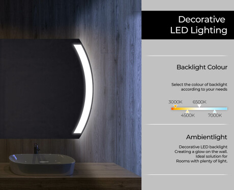 Dizainera LED vannas istabas spogulis ar aizmugurējo apgaismojumu L68 #3
